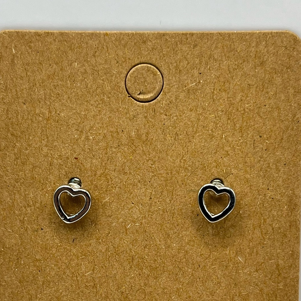Silver heart shaped stud earrings